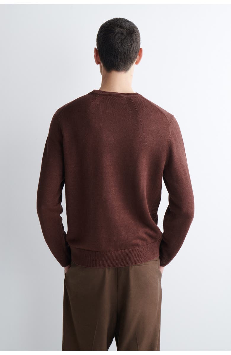 COS Knitted Linen Crew-Neck Sweater, Alternate, color, Brown