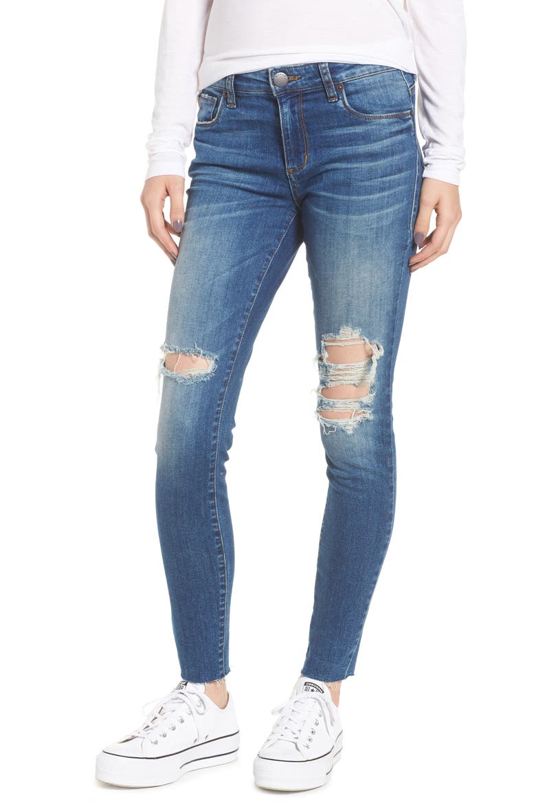 Emma Raw Hem Ankle Skinny Jeans, Main, color, NORTH STONE VIEW