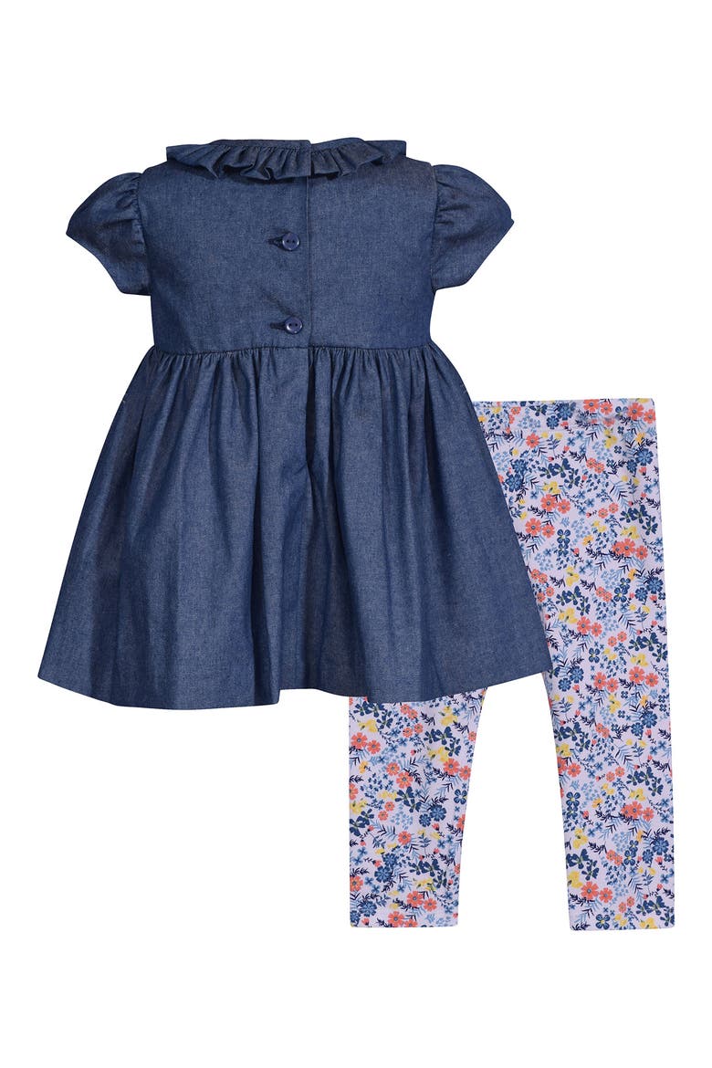Embroidered Denim Tunic & Leggings Set, Alternate, color, DEN