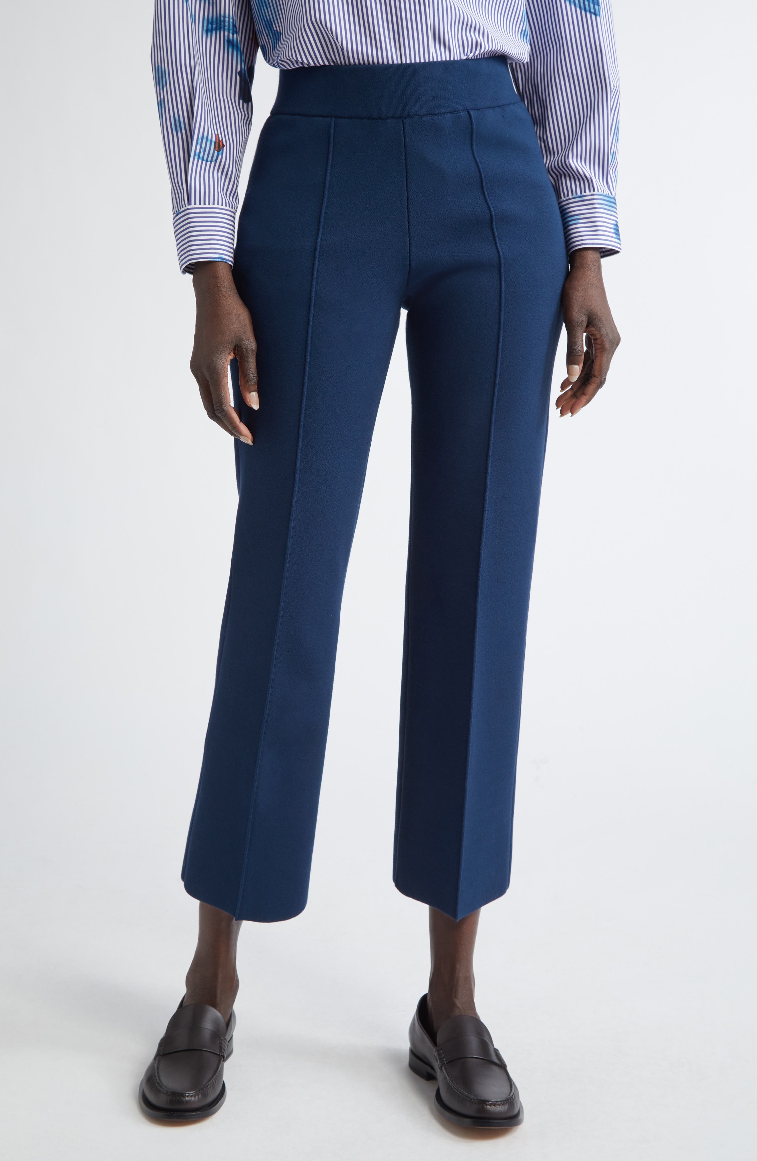 Lafayette 148 New York Foley Crepe Knit Flare Ankle Pants