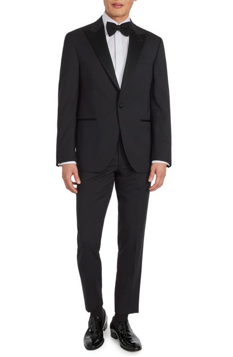 Elwood Contemporary Fit Black Super 130s Wool Tuxedo