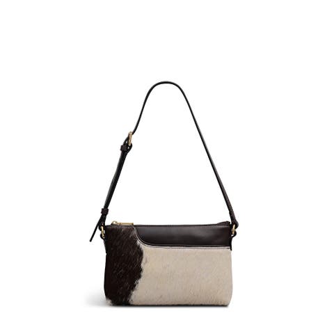 Pockets - Cow Hide Mini Ziptop Shoulder Bag