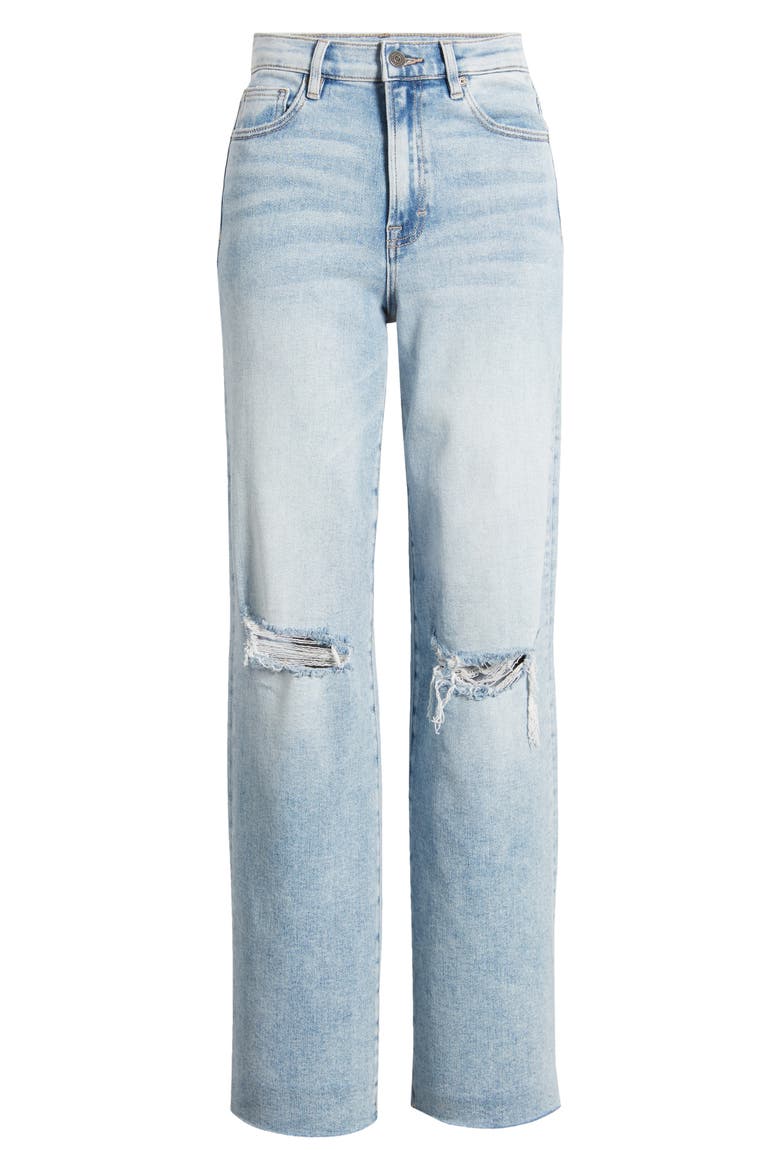 Ripped High Waist Dad Jeans, Alternate, color, LIGHT WASH