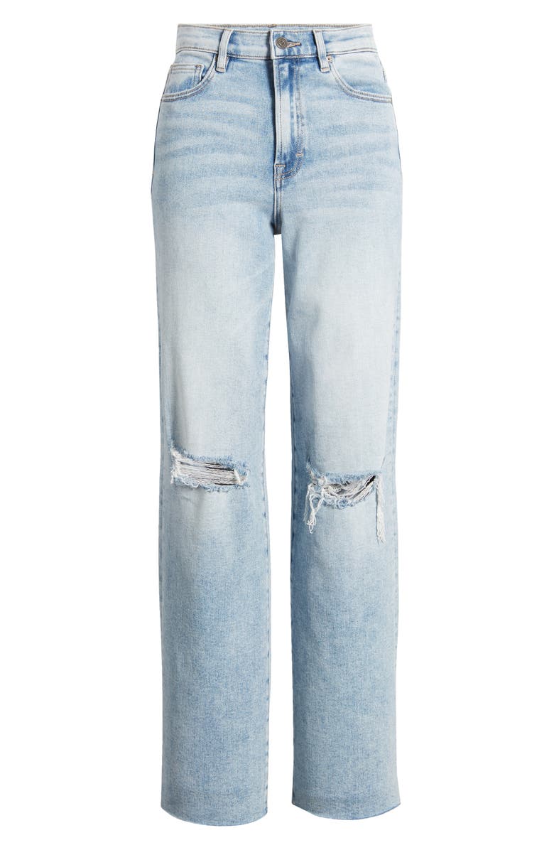 HIDDEN JEANS Ripped High Waist Dad Jeans, Alternate, color, Light Wash