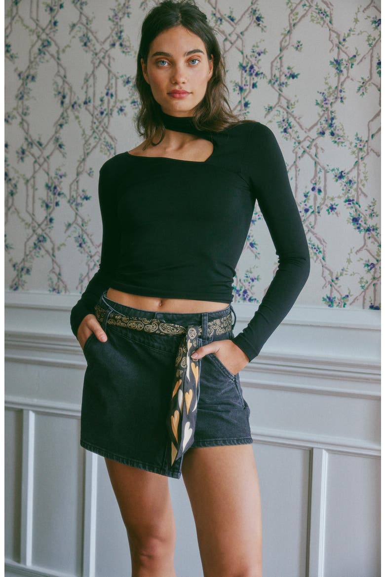 Wynne Wrap Denim Miniskirt, Alternate, color, ECLIPSE