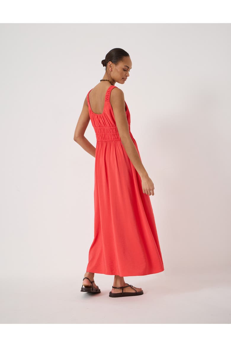 Air Flow Gathered Straps Midi Dress, Alternate, color, Watermelon Red