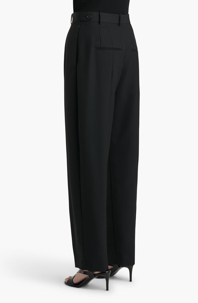 Khaite Dugan Pleated Wool Pants, Alternate, color, Black