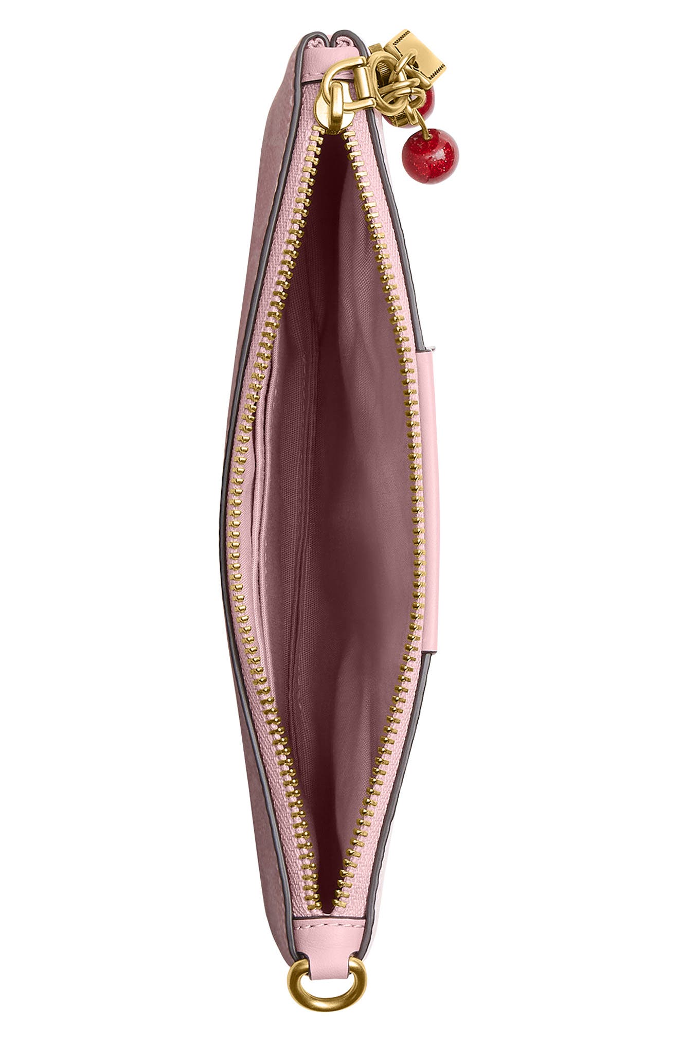Signature Coated Canvas & Leather Small Wristlet with Charms, Alternate, color, B4/ POWDER PINK