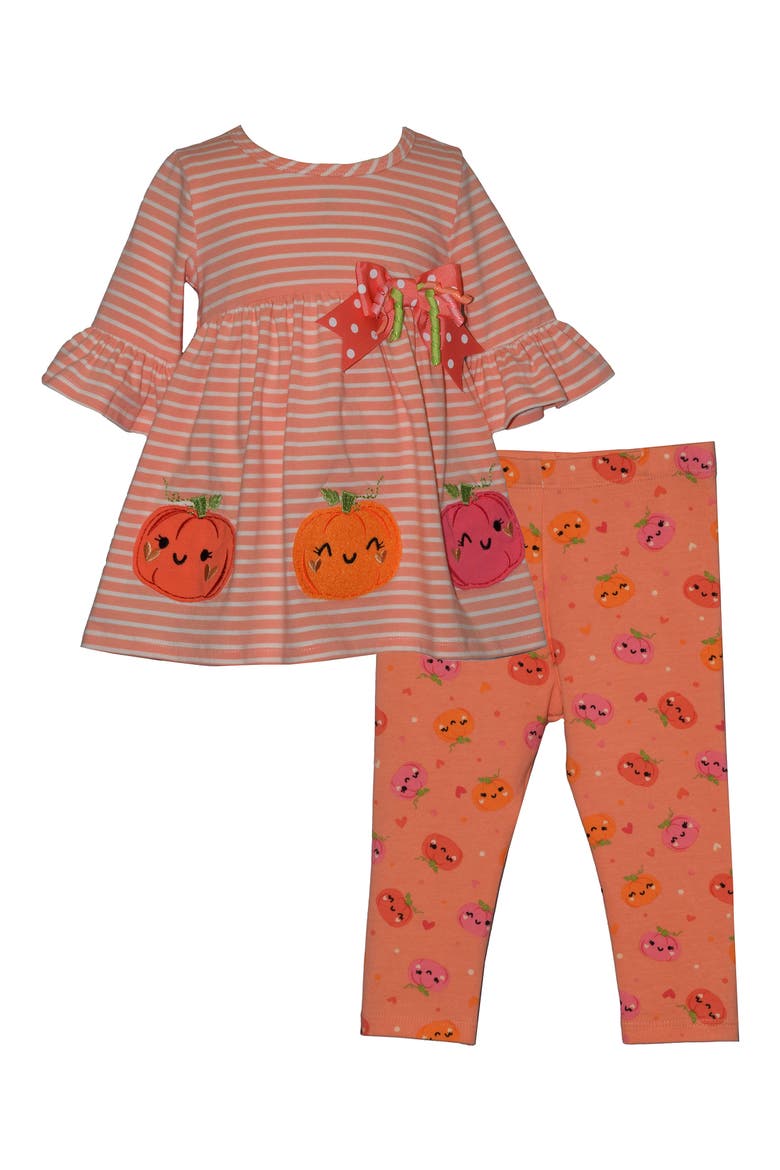 Kids' Happy Pumpkin Top & Leggings Set, Main, color, CORAL