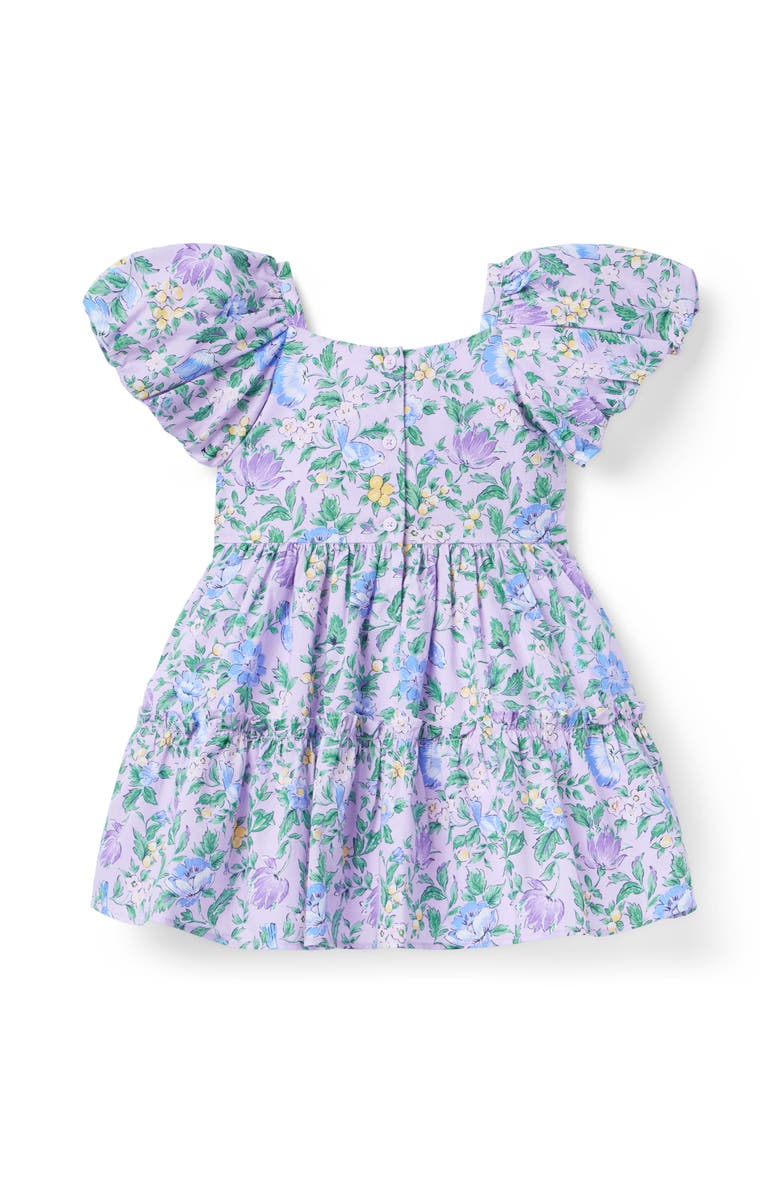 Janie and Jack Floral Puff Sleeve Dress, Alternate, color, Purple