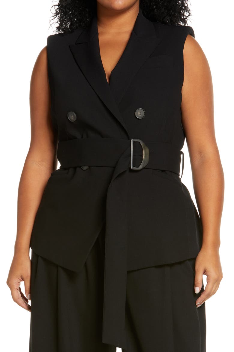 Tailored Wool Blend Blazer Vest, Main, color, BLACK