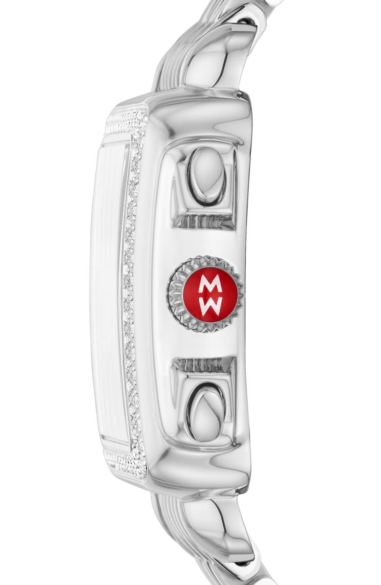 MICHELE Deco Diamond Chronograph Bracelet Watch, 33mm, Alternate, color, Silver