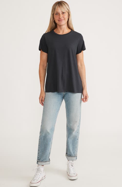 Marine Layer Saddle Hem Crewneck T-shirt In Faded Black