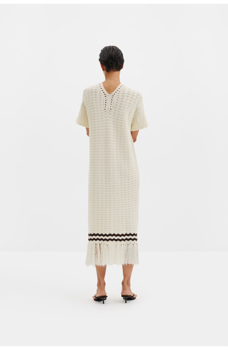 Malina Kira Knitted Fringe Midi Dress, Alternate, color, White