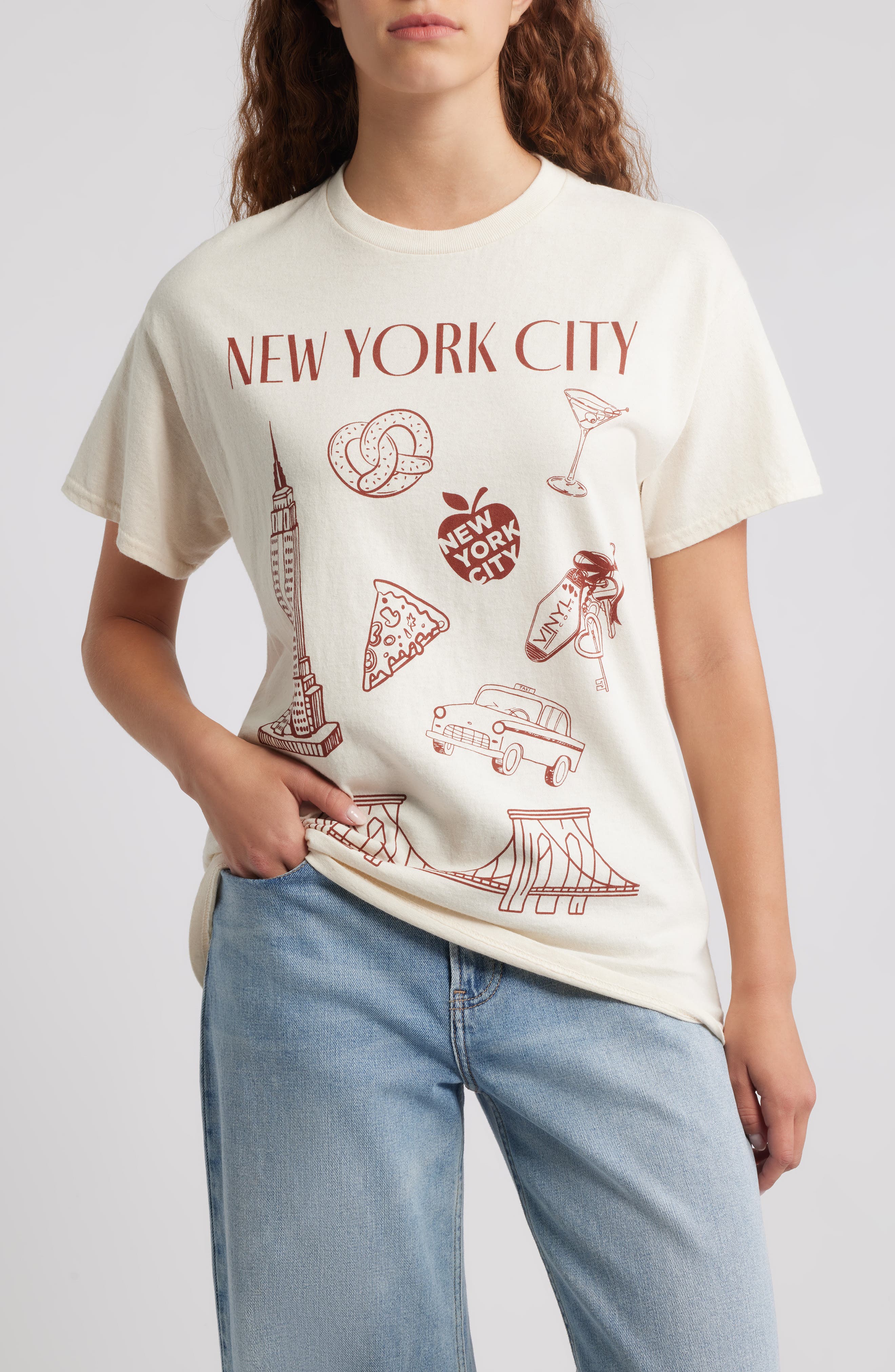Vinyl Icons NYC Icon Cotton Graphic T-Shirt in Marshmallow 