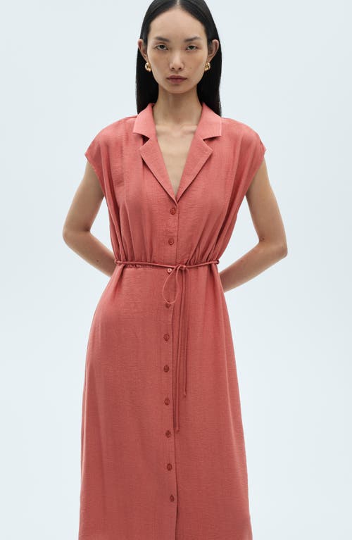 Mango Bow Midi Shirtdress In Pink