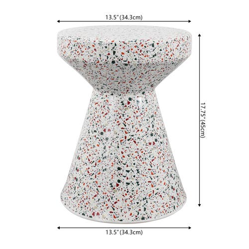 Jonathan Y Xenia 17.75" Modern Bohemian Terrazzo Indoor/outdoor Drum Accent Table In Multi