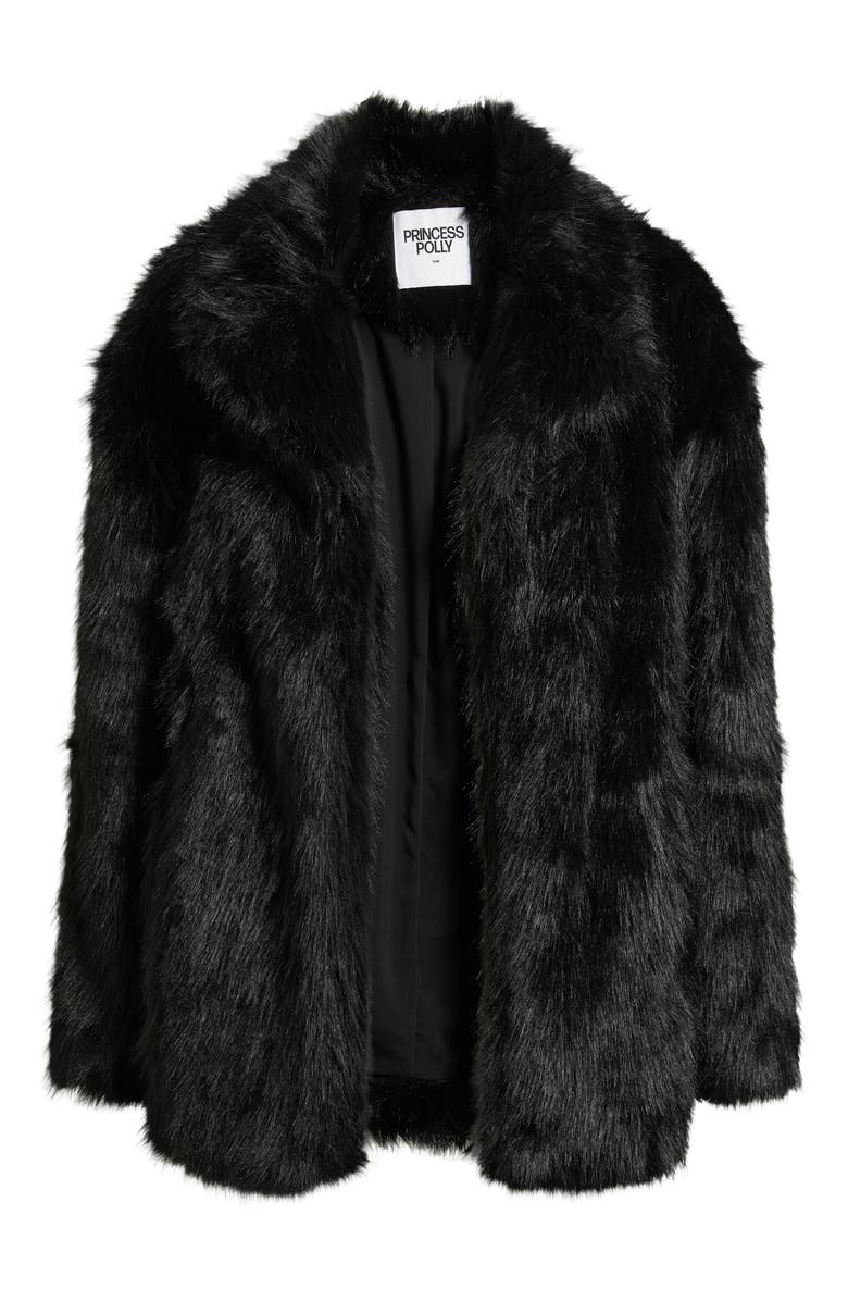 Princess Polly Super Trouper Faux Fur Jacket, Alternate, color, Black