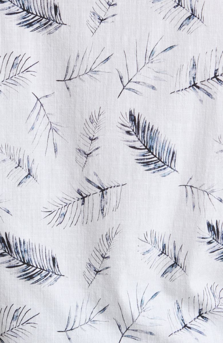 Robert Barakett Manolo Feather Print Short Sleeve Stretch Cotton Button-Up Shirt, Alternate, color, White