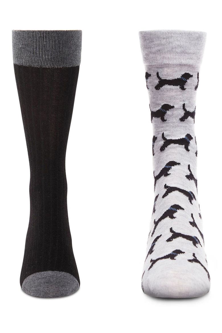Assorted 2-Pack Crew Socks, Alternate, color, BLACK-BLACK