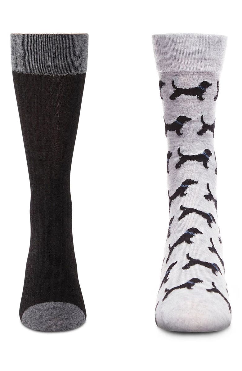 MeMoi Assorted 2-Pack Crew Socks, Alternate, color, Black-Black