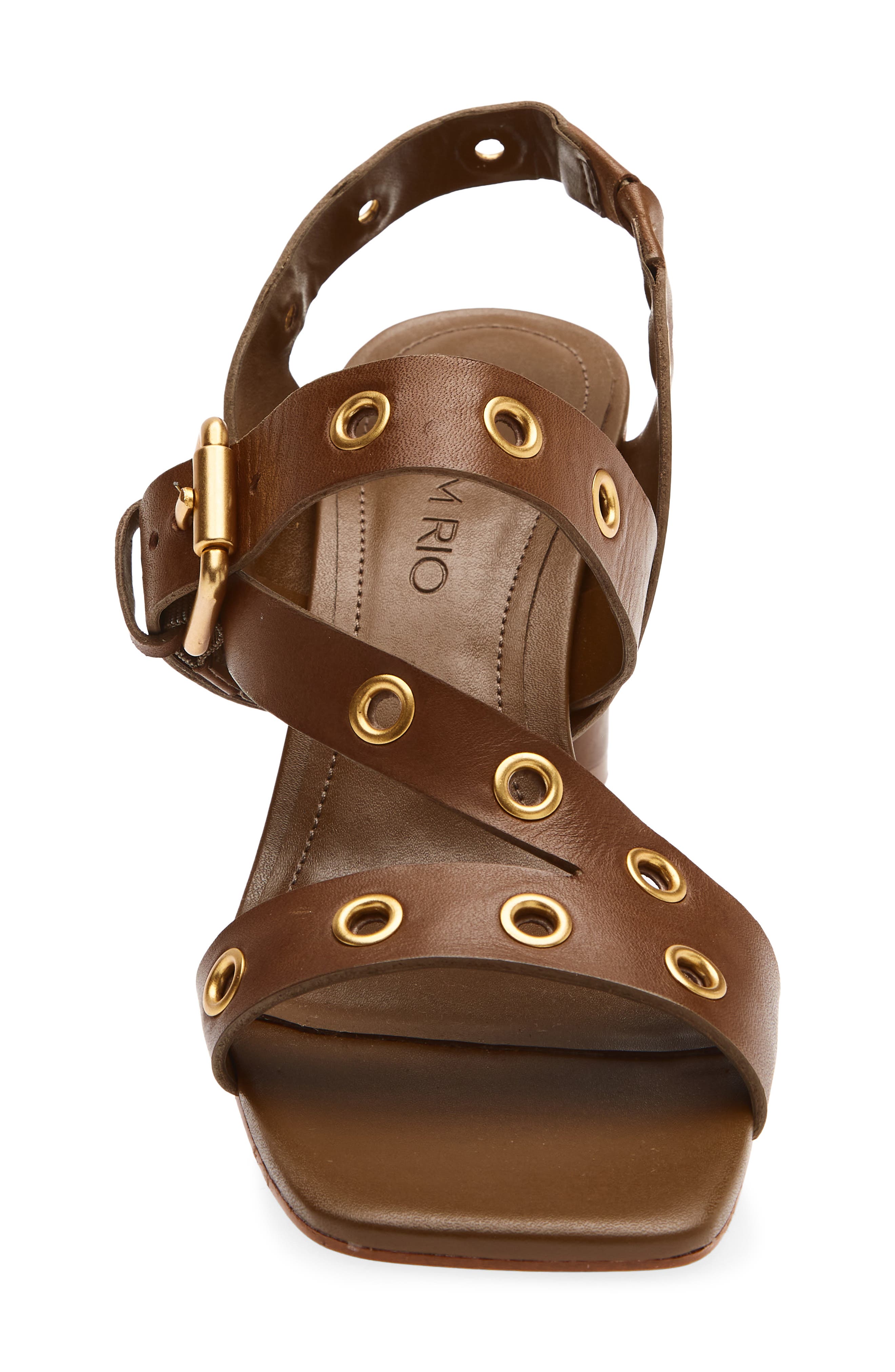 Buckle Block Heel Leather Sandal, Alternate, color, SAND
