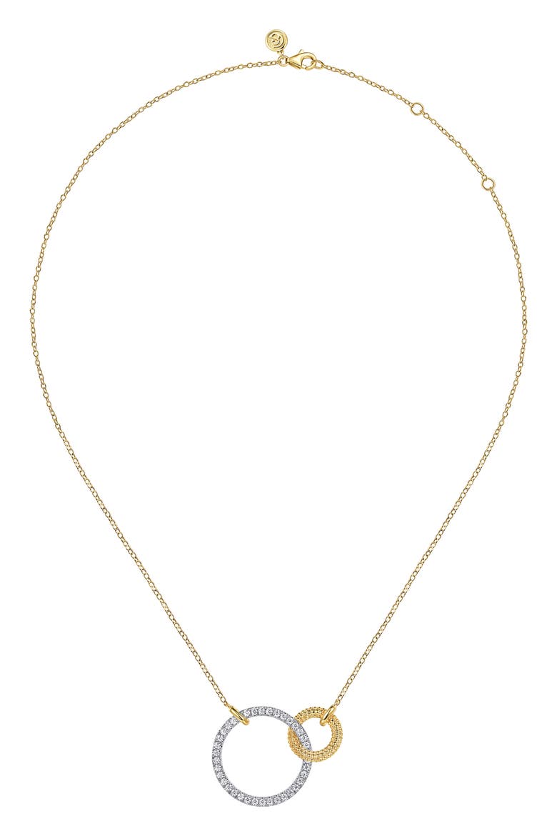 Bujukan Diamond Interlocking Ring Pendant Necklace, Alternate, color, 14K YELLOW/ WHITE GOLD