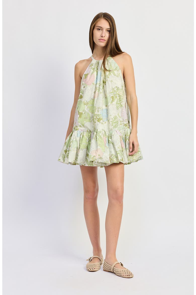 Blair Shell Print Minidress, Alternate, color, IVORY OLIVE MULTI