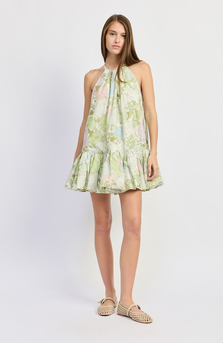 En Saison Blair Shell Print Minidress, Alternate, color, Ivory Olive Multi