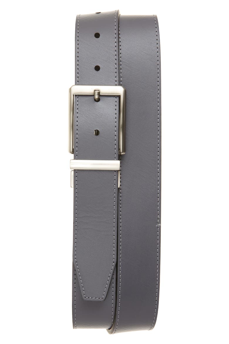 Core Reversible Leather Belt, Main, color, DARK GREY/ BLACK