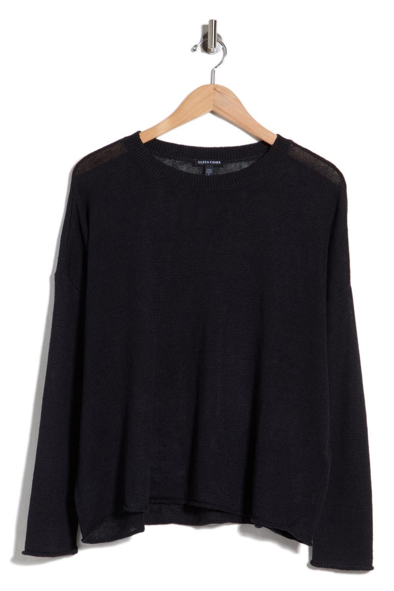 Organic Linen & Organic Cotton Sweater, Main, color, BLACK