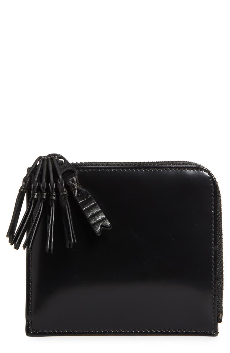 Comme des Garçons Wallets Zipper Medley Leather Half Zip Wallet, Main, color, Black