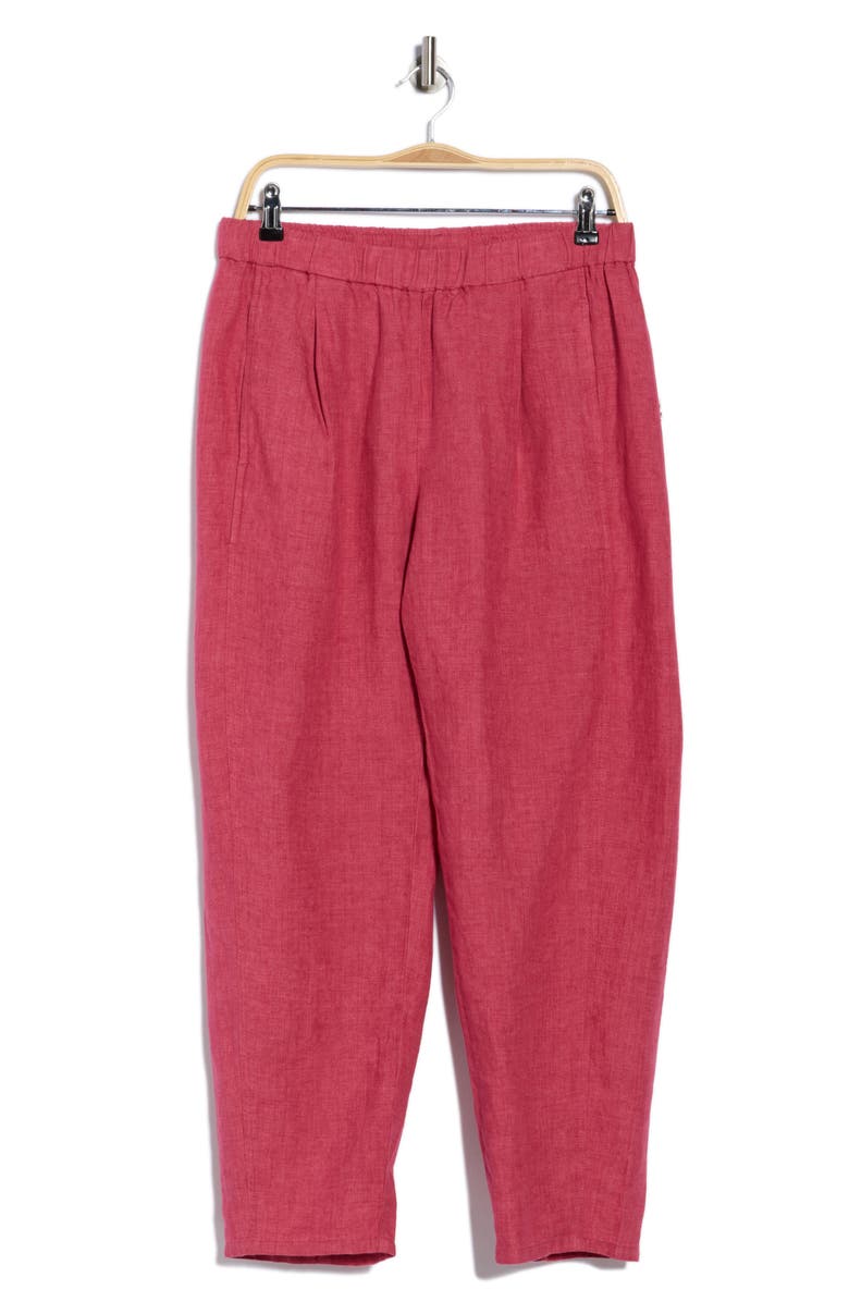 Eileen Fisher Pleated Organic Linen Lantern Ankle Pants, Alternate, color, Geranium