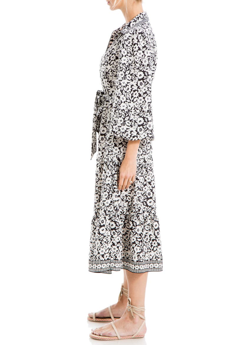 Long Sleeve Midi Dress, Alternate, color, BLACK/ CREAM MD GRPHC