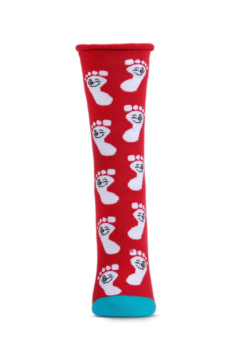 Big Kid's Back On Your Feet Greeting Card Crew Socks, Alternate, color, Red