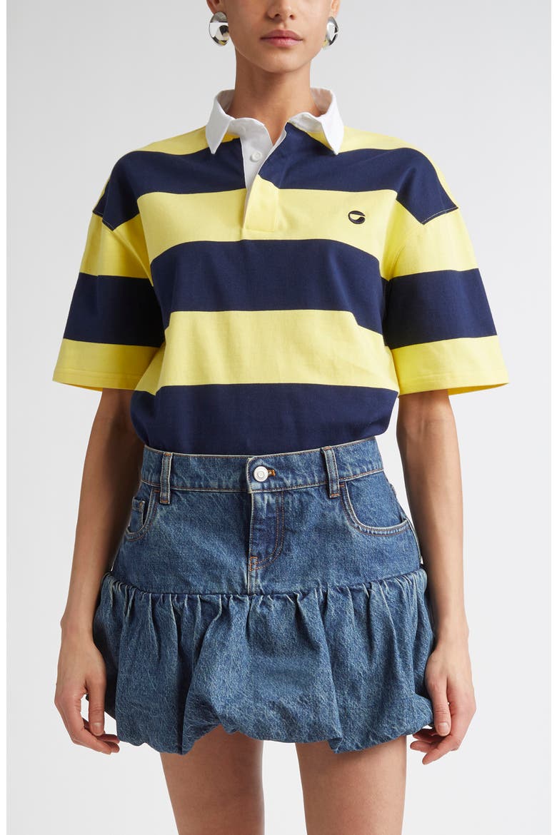 Stripe Cotton Polo, Main, color, YELLOW-BLUE