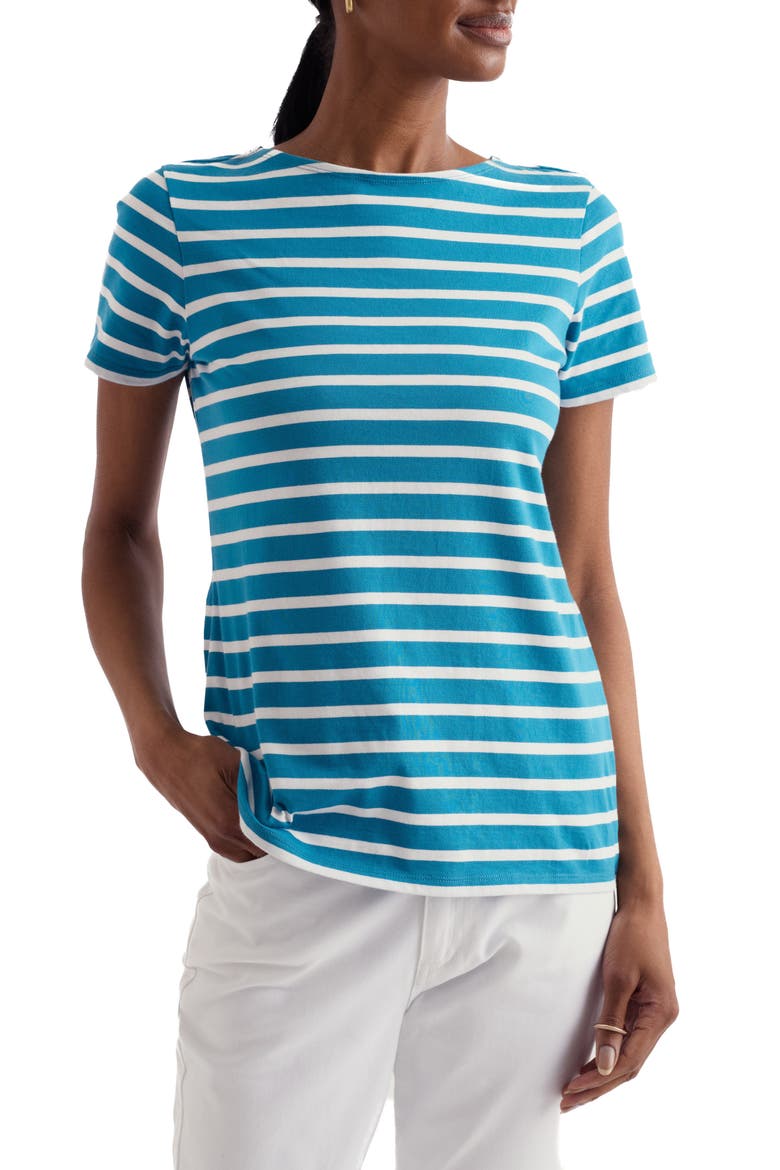 Sailor Stripe Organic Cotton T-Shirt, Main, color, BRETON WATERSCAPE
