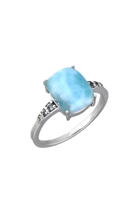 Larimar & White Topaz Ring