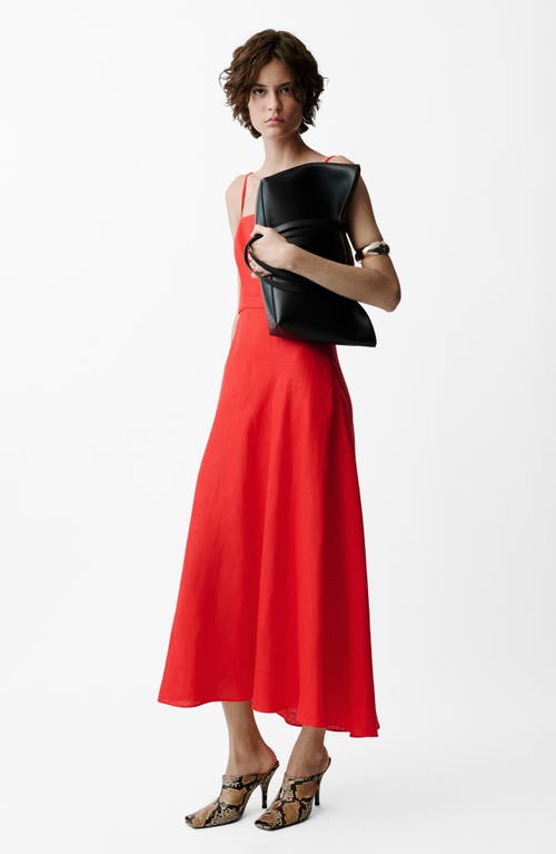 Mango Bow Linen-blend Dress Red