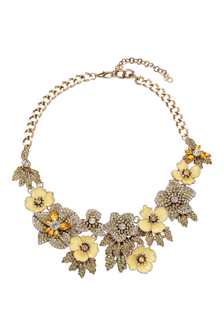 Yellow Flower Statement Necklace, Main, color, SILVER AND YELLOW
