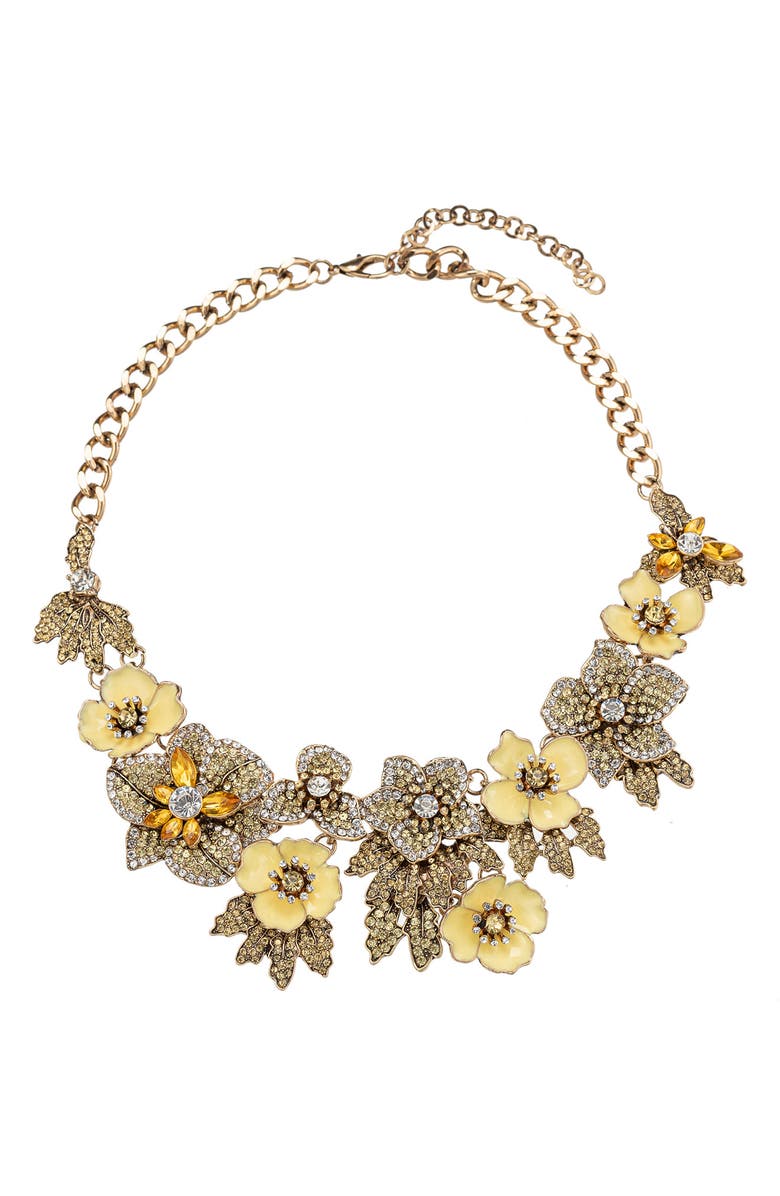 EYE CANDY LOS ANGELES Yellow Flower Statement Necklace, Main, color, Silver And Yellow