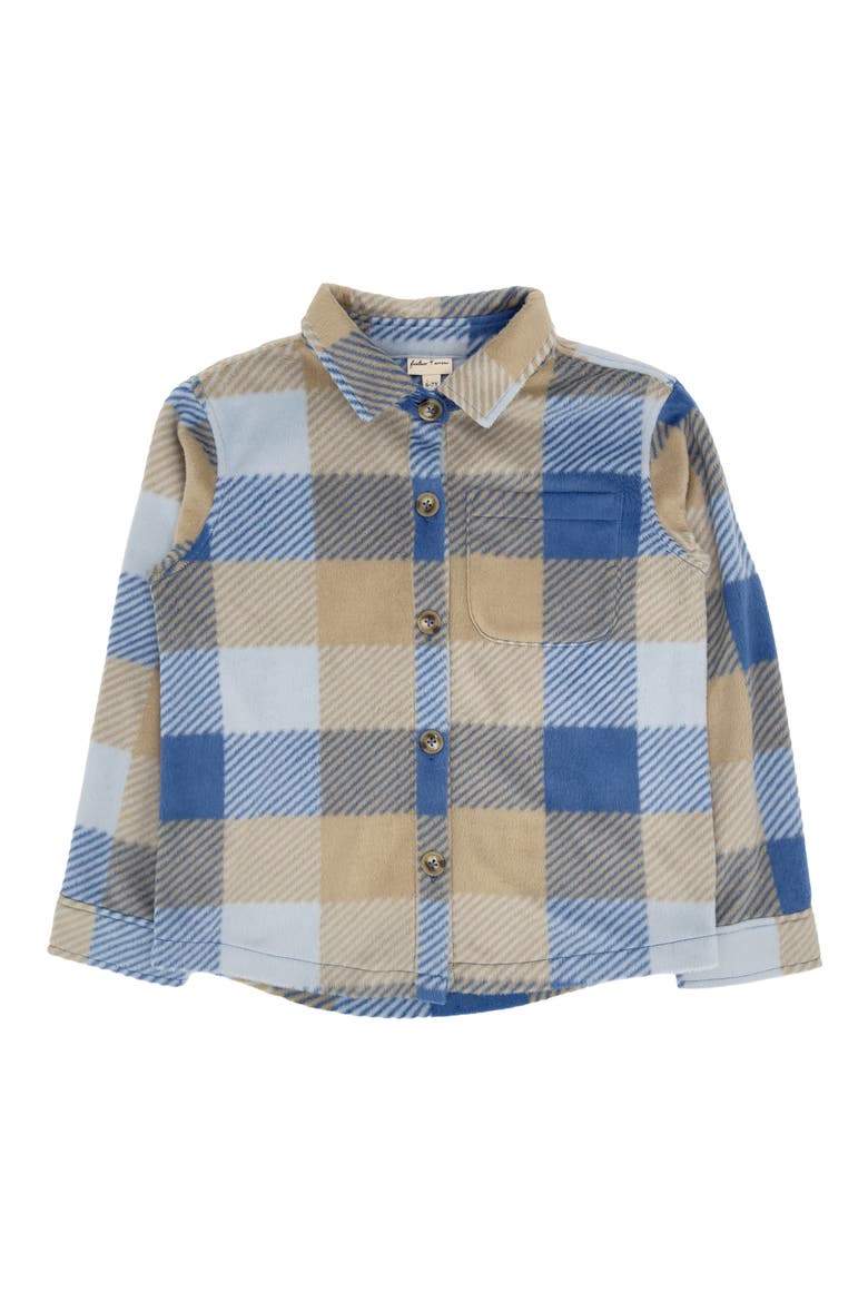 Kids' Alpine Plaid Fleece Button-Up Shirt, Main, color, CROWN BLUE
