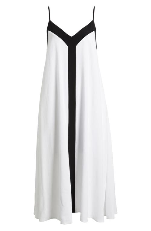 Mila Mae Contrast Detail Sleeveless Midi Dress In White Black