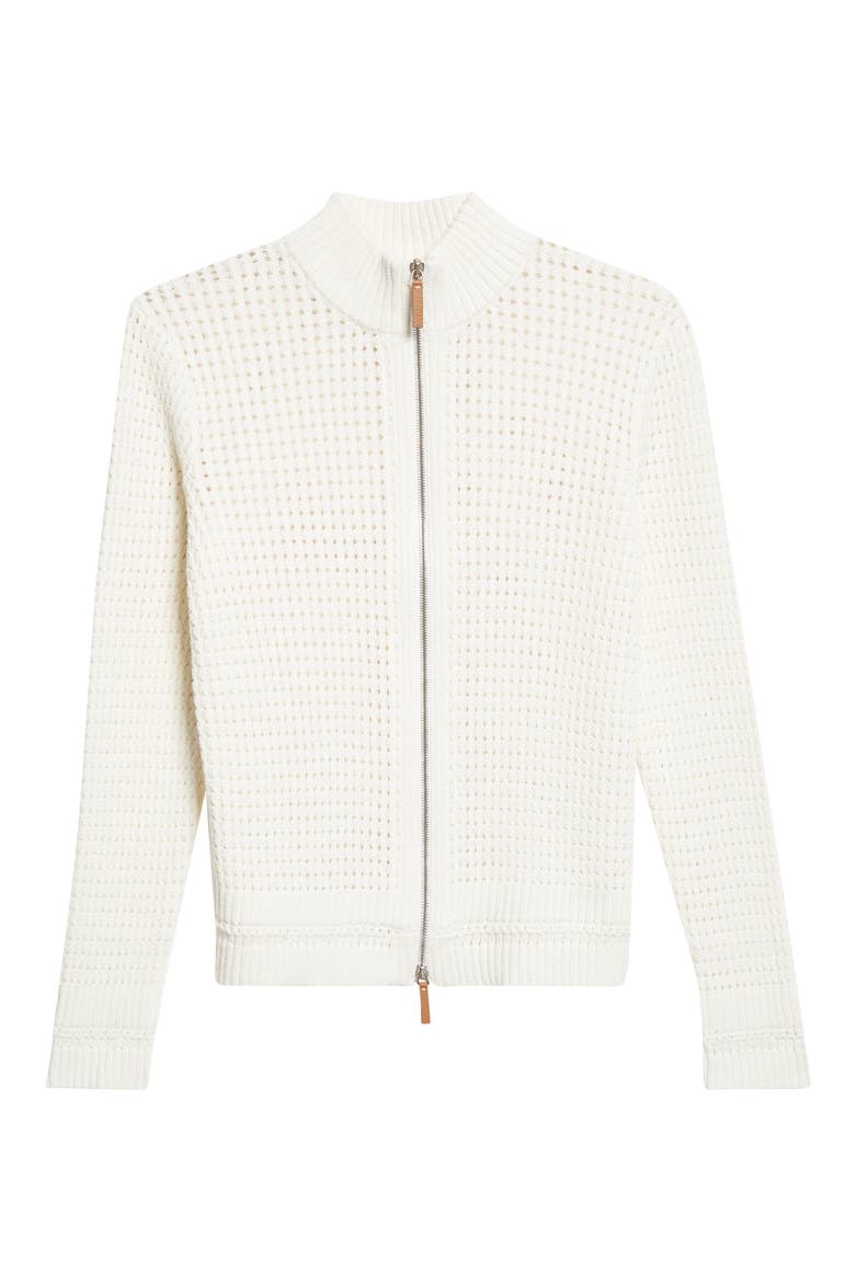 Open Stitch Cotton & Linen Blend Zip Cardigan, Alternate, color, CLOUD
