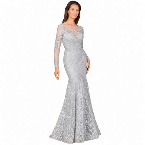 Beaded Faux-Wrap V-Neck Bridal Gown