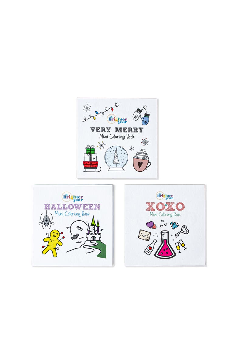 A Brighter Year 3-Piece Holiday Mini Adult Coloring Book Bundle, Main, color, Multicolor