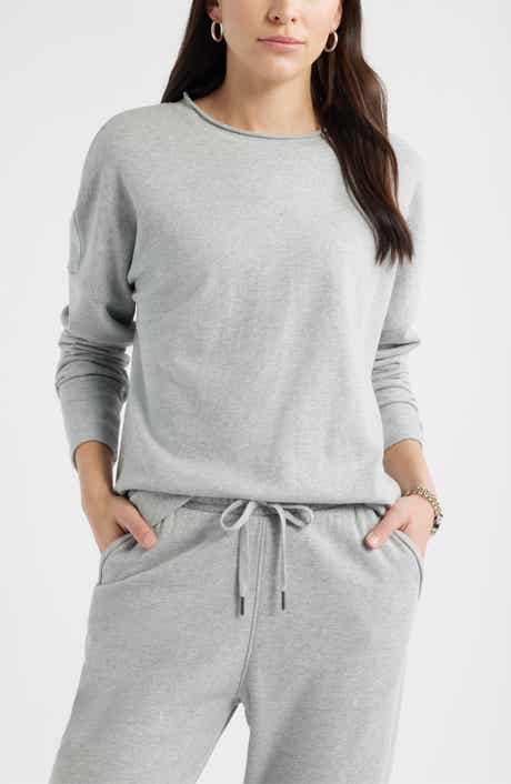 Caslon® Roll Crewneck Terry Sweatshirt