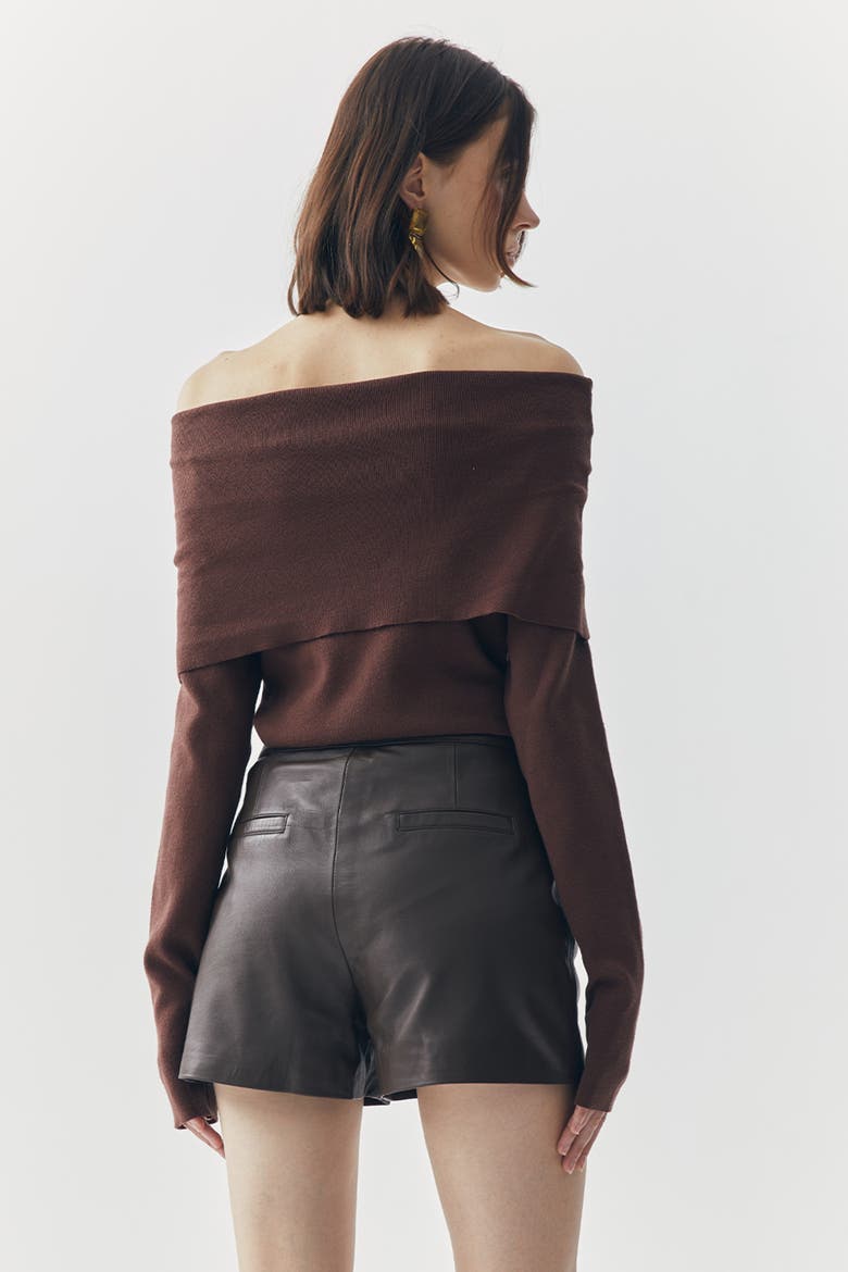 Wren Short Leather Pants, Alternate, color, Brown
