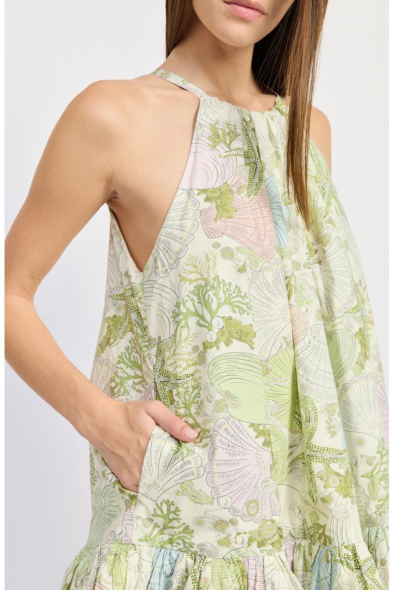Blair Shell Print Minidress, Alternate, color, IVORY OLIVE MULTI