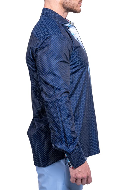 Maceoo Einstein Resistance Blue Stretch Cotton Button-up Shirt